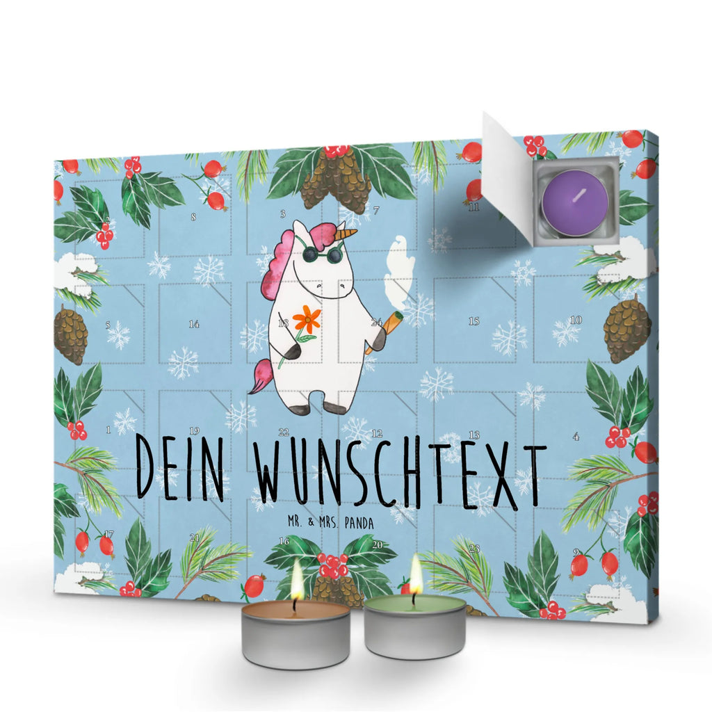 Personalisierter Duftkerzen Adventskalender Einhorn Woodstock Personalisierter Duftkerzen Adventskalender, Einhorn, Einhörner, Einhorn Deko, Pegasus, Unicorn, Kiffen, Joint, Zigarette, Alkohol, Party, Spaß. lustig, witzig, Woodstock