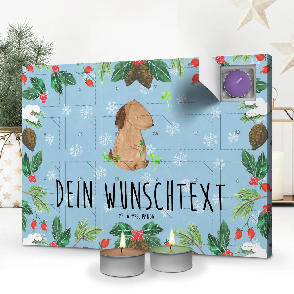 Personalisierter Duftkerzen Adventskalender Hund Kleeblatt Personalisierter Duftkerzen Adventskalender, Hund, Hundemotiv, Haustier, Hunderasse, Tierliebhaber, Hundebesitzer, Sprüche, Kleeblatt, Glück, Tagträume, Motivation, Neuanfang, Geschenk, Glücksbringer, Selbstliebe, Achtsamkeit