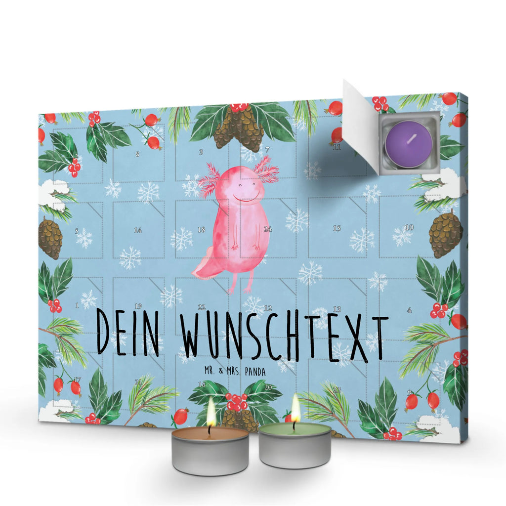 Personalisierter Duftkerzen Adventskalender Axolotl Glücklich Personalisierter Duftkerzen Adventskalender, Axolotl, Molch, Axolot, Schwanzlurch, Lurch, Lurche, Motivation, gute Laune