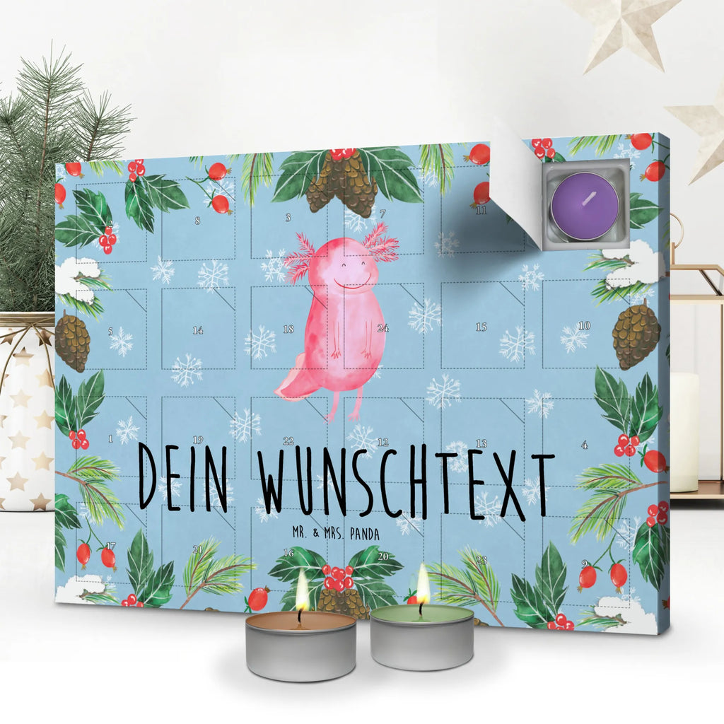 Personalisierter Duftkerzen Adventskalender Axolotl Glücklich Personalisierter Duftkerzen Adventskalender, Axolotl, Molch, Axolot, Schwanzlurch, Lurch, Lurche, Motivation, gute Laune