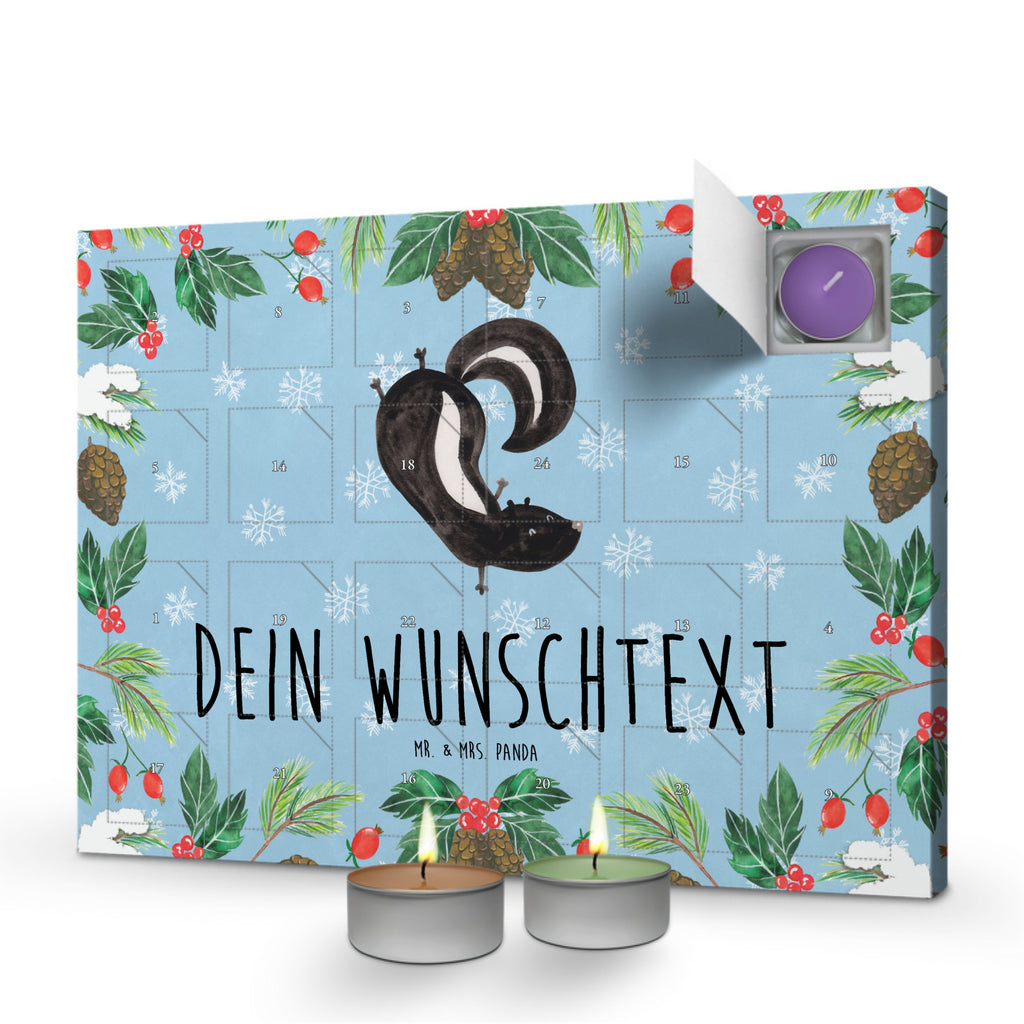 Personalisierter Duftkerzen Adventskalender Stinktier Handstand Personalisierter Duftkerzen Adventskalender, Stinktier, Skunk, Wildtier, Raubtier, Stinker, Stinki, Spielplatz, verpielt, Kind