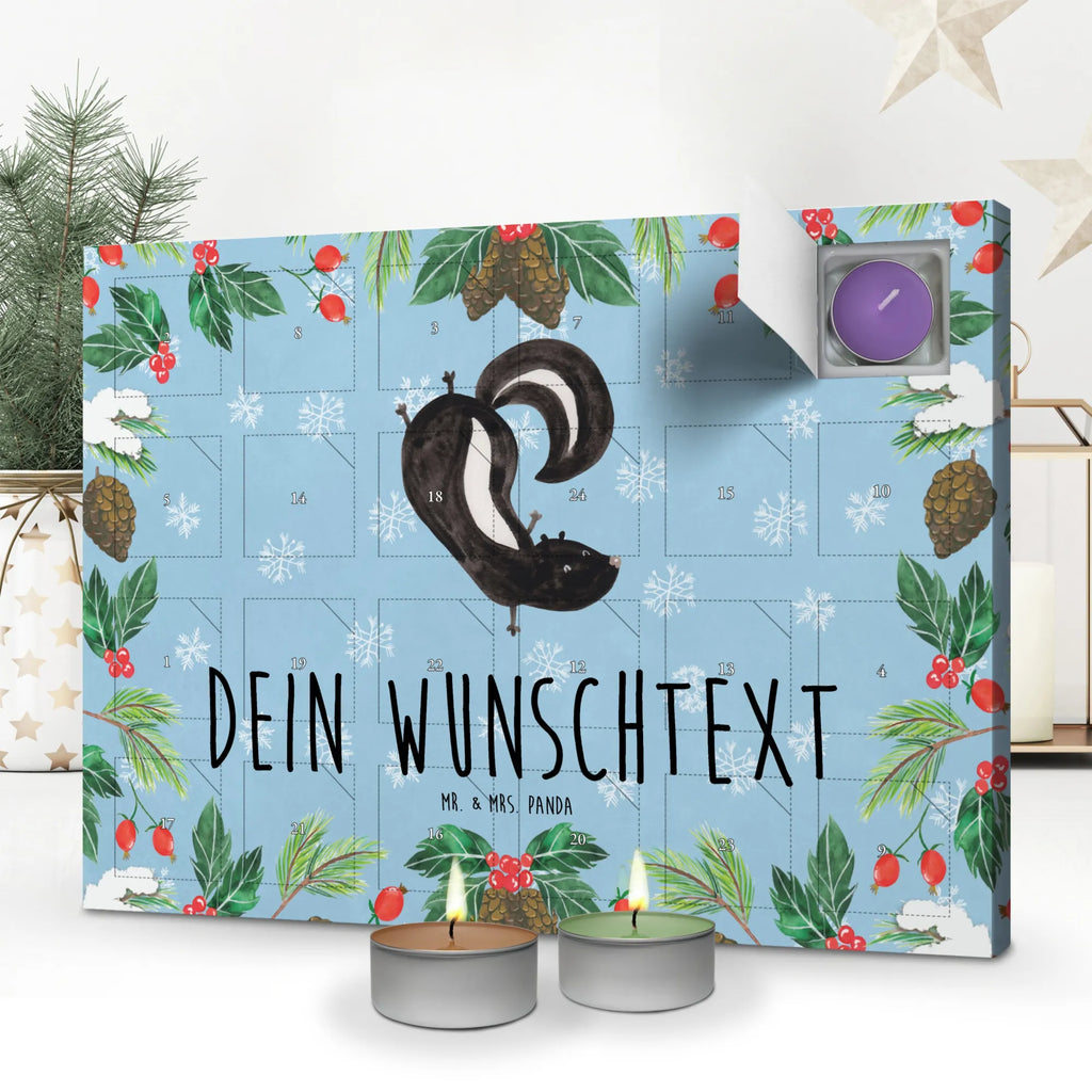 Personalisierter Duftkerzen Adventskalender Stinktier Handstand Personalisierter Duftkerzen Adventskalender, Stinktier, Skunk, Wildtier, Raubtier, Stinker, Stinki, Spielplatz, verpielt, Kind