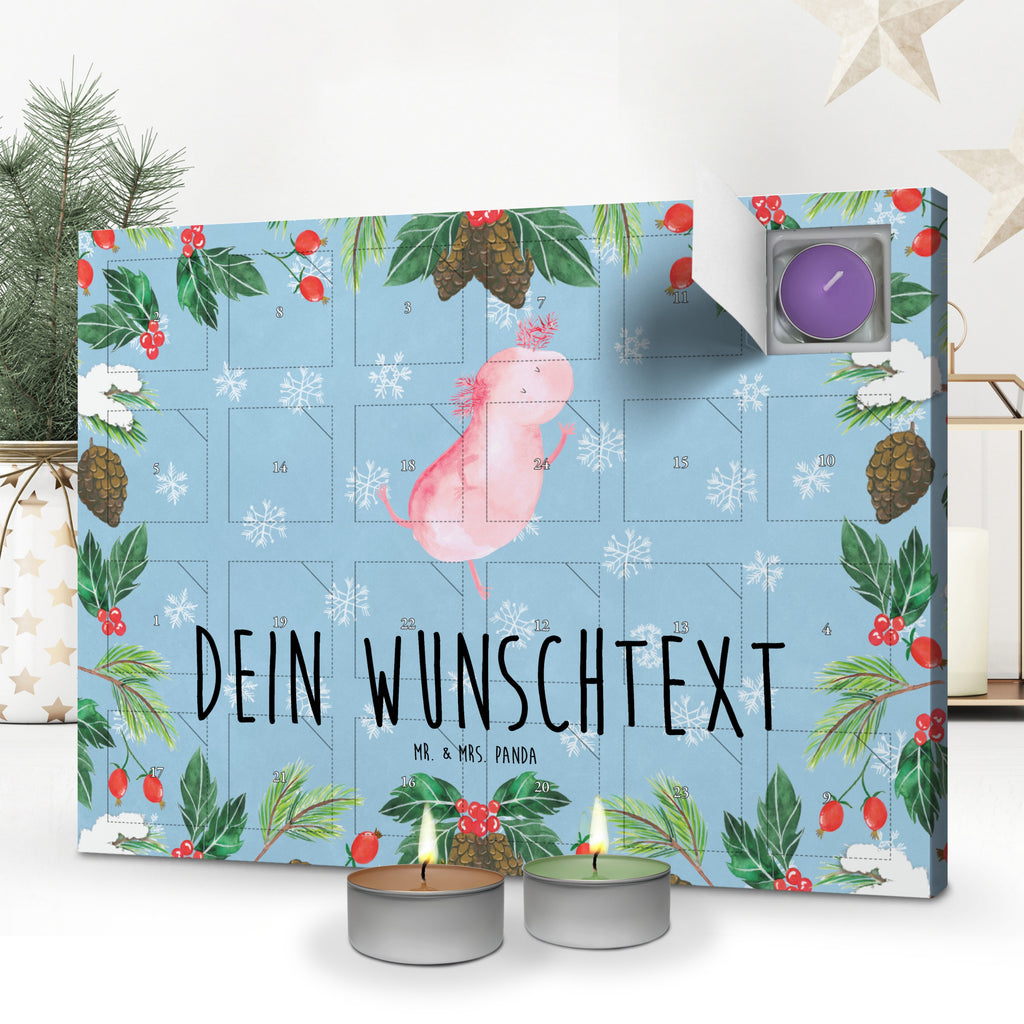 Personalisierter Duftkerzen Adventskalender Axolotl Tanzen Personalisierter Duftkerzen Adventskalender, Axolotl, Molch, Axolot, Schwanzlurch, Lurch, Lurche, Dachschaden, Sterne, verrückt, Freundin, beste Freundin