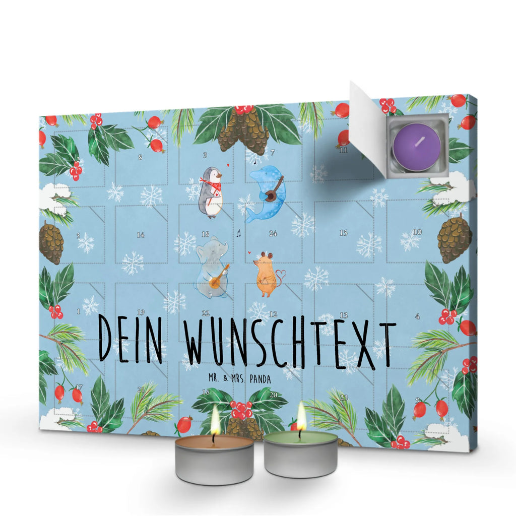 Personalisierter Duftkerzen Adventskalender Big Band Personalisierter Duftkerzen Adventskalender, Tiermotive, Gute Laune, lustige Sprüche, Tiere, Hund, Pinguin, Maus, Elefant, Delfin, Gitarre, Band, Triangel, Musikanten, Musik