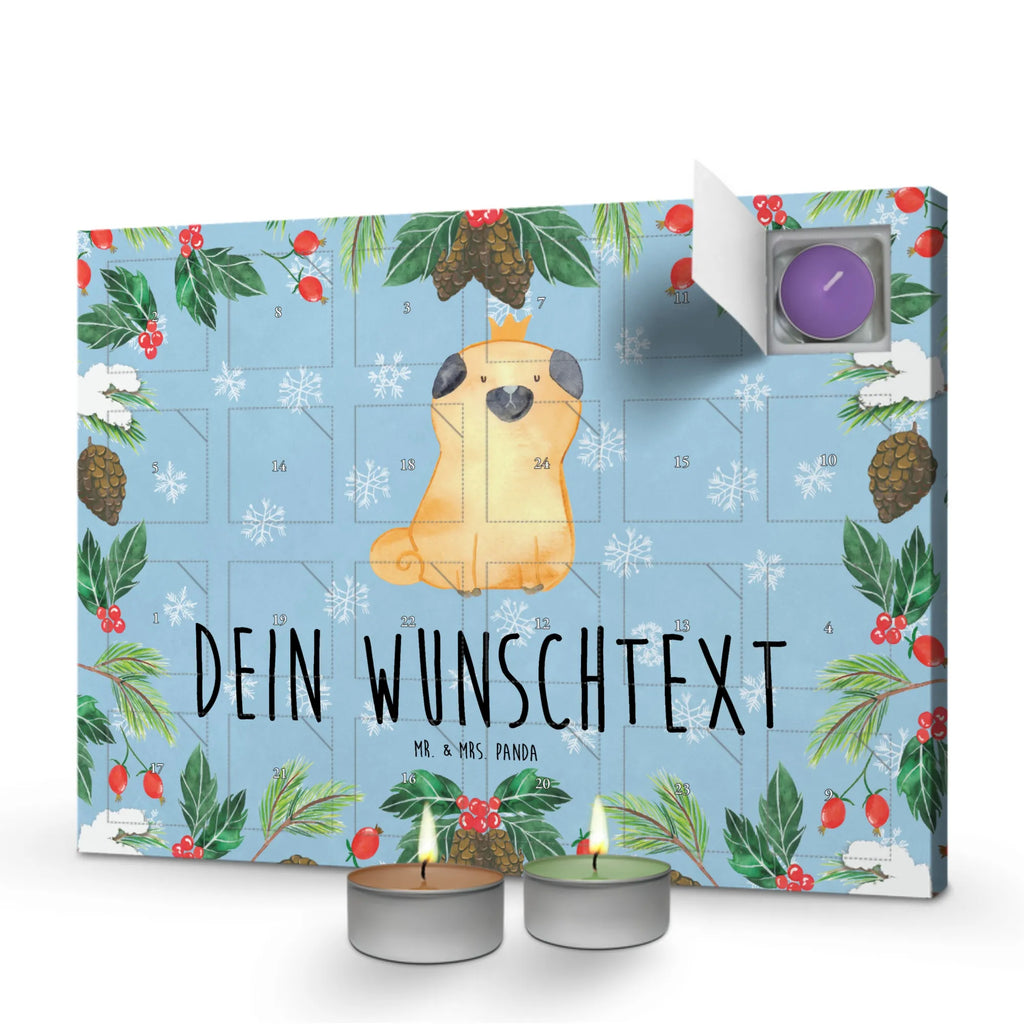 Personalisierter Duftkerzen Adventskalender Mops Krone Personalisierter Duftkerzen Adventskalender, Hund, Hundemotiv, Haustier, Hunderasse, Tierliebhaber, Hundebesitzer, Sprüche, Mops, allergisch, kinderlos, Hausregel, Hundebesitzer. Spruch, lustig