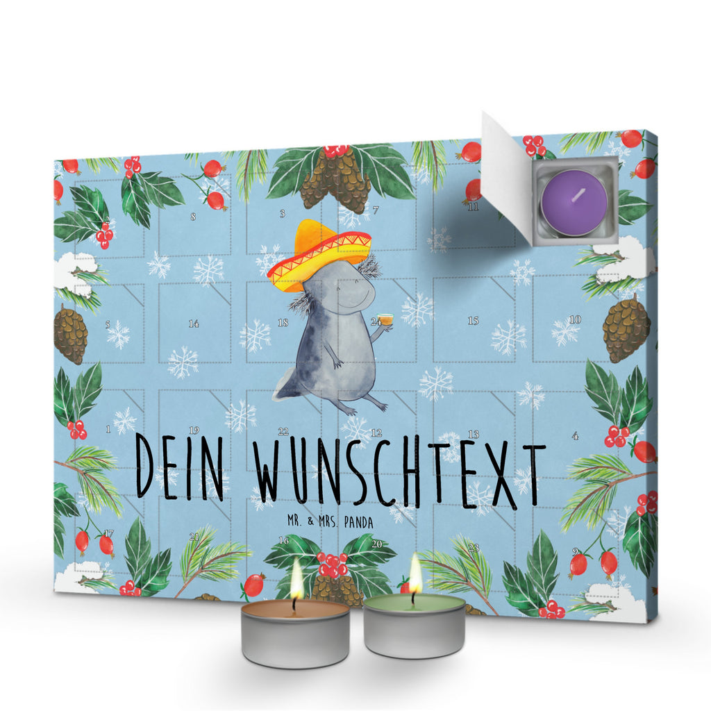 Personalisierter Duftkerzen Adventskalender Axolotl Tequila Personalisierter Duftkerzen Adventskalender, Axolotl, Molch, Mexico, Mexiko, Sombrero, Zitrone, Tequila, Motivation, Spruch, Schwanzlurch, Lurch, Lurche, Axolot, Feuerdrache, Feuersalamander