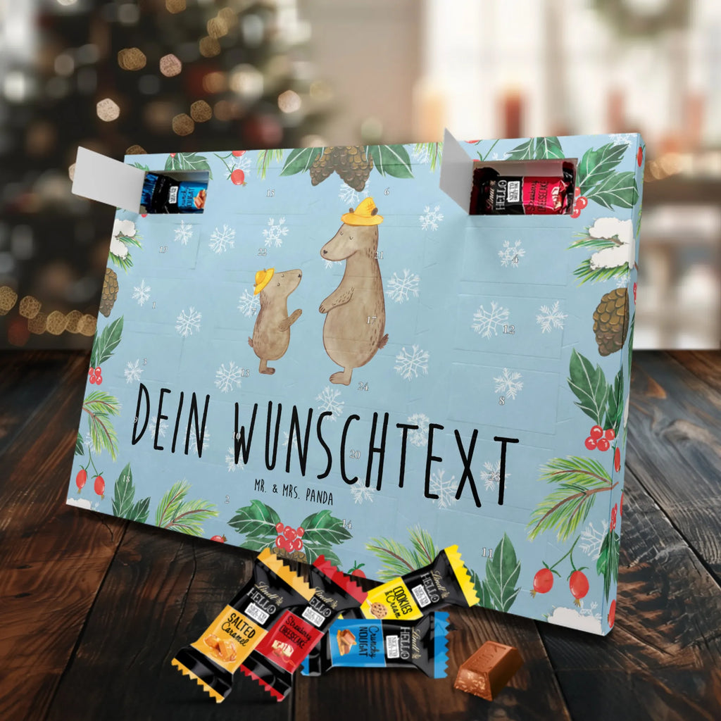 Personalisierter Markenschokolade Adventskalender Bären mit Hut Personalisierter Adventskalender, Familie, Vatertag, Muttertag, Bruder, Schwester, Mama, Papa, Oma, Opa, Bär, Bären, Vater, Papi, Paps, Dad, Daddy, Lieblingsmensch, Sohn, Söhne, Kind, Kinder, Vater-Sohn, Family, Vorbild