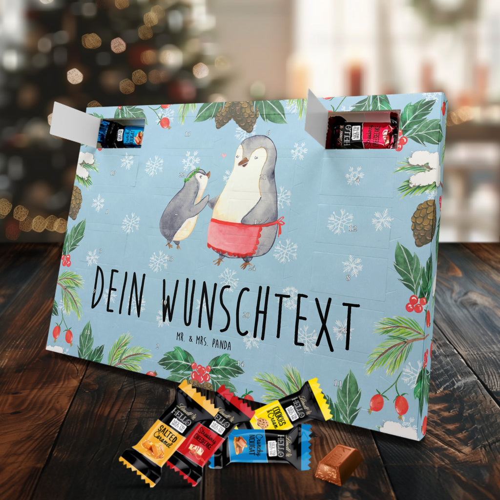 Personalisierter Markenschokolade Adventskalender Pinguin mit Kind Personalisierter Adventskalender, Familie, Vatertag, Muttertag, Bruder, Schwester, Mama, Papa, Oma, Opa, Geschenk, Mami, Mutti, Mutter, Geburststag