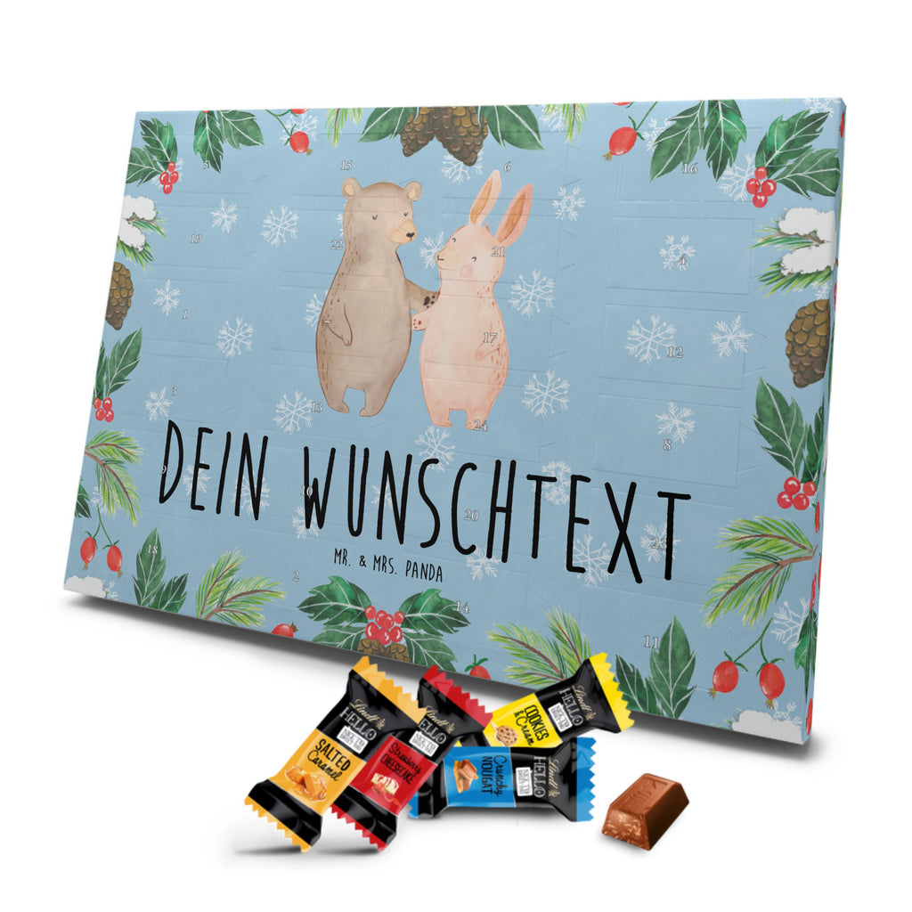 Personalisierter Markenschokolade Adventskalender Bär und Hase Umarmen Personalisierter Adventskalender, Liebe, Partner, Freund, Freundin, Ehemann, Ehefrau, Heiraten, Verlobung, Heiratsantrag, Liebesgeschenk, Jahrestag, Hocheitstag, Freunde, bester Freund, Hase, Bär, Bärchen, best friends