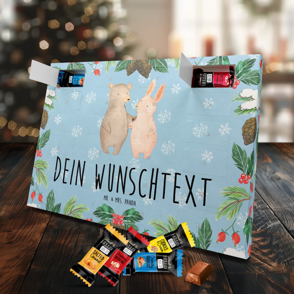 Personalisierter Markenschokolade Adventskalender Bär und Hase Umarmen Personalisierter Adventskalender, Liebe, Partner, Freund, Freundin, Ehemann, Ehefrau, Heiraten, Verlobung, Heiratsantrag, Liebesgeschenk, Jahrestag, Hocheitstag, Freunde, bester Freund, Hase, Bär, Bärchen, best friends