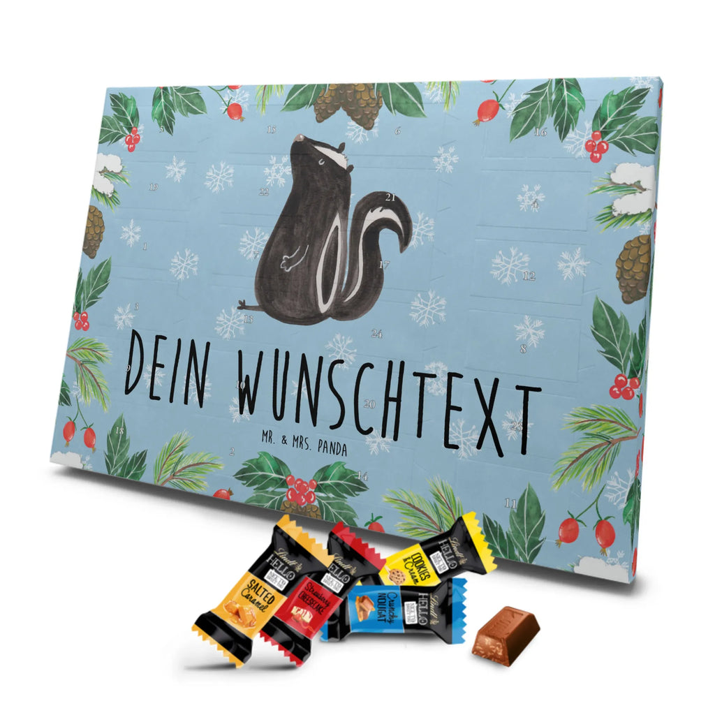 Personalisierter Markenschokolade Adventskalender Stinktier Sitzen Personalisierter Adventskalender, Stinktier, Skunk, Wildtier, Raubtier, Stinker, Stinki, Spruch, Büro, Recht, Besserwisser