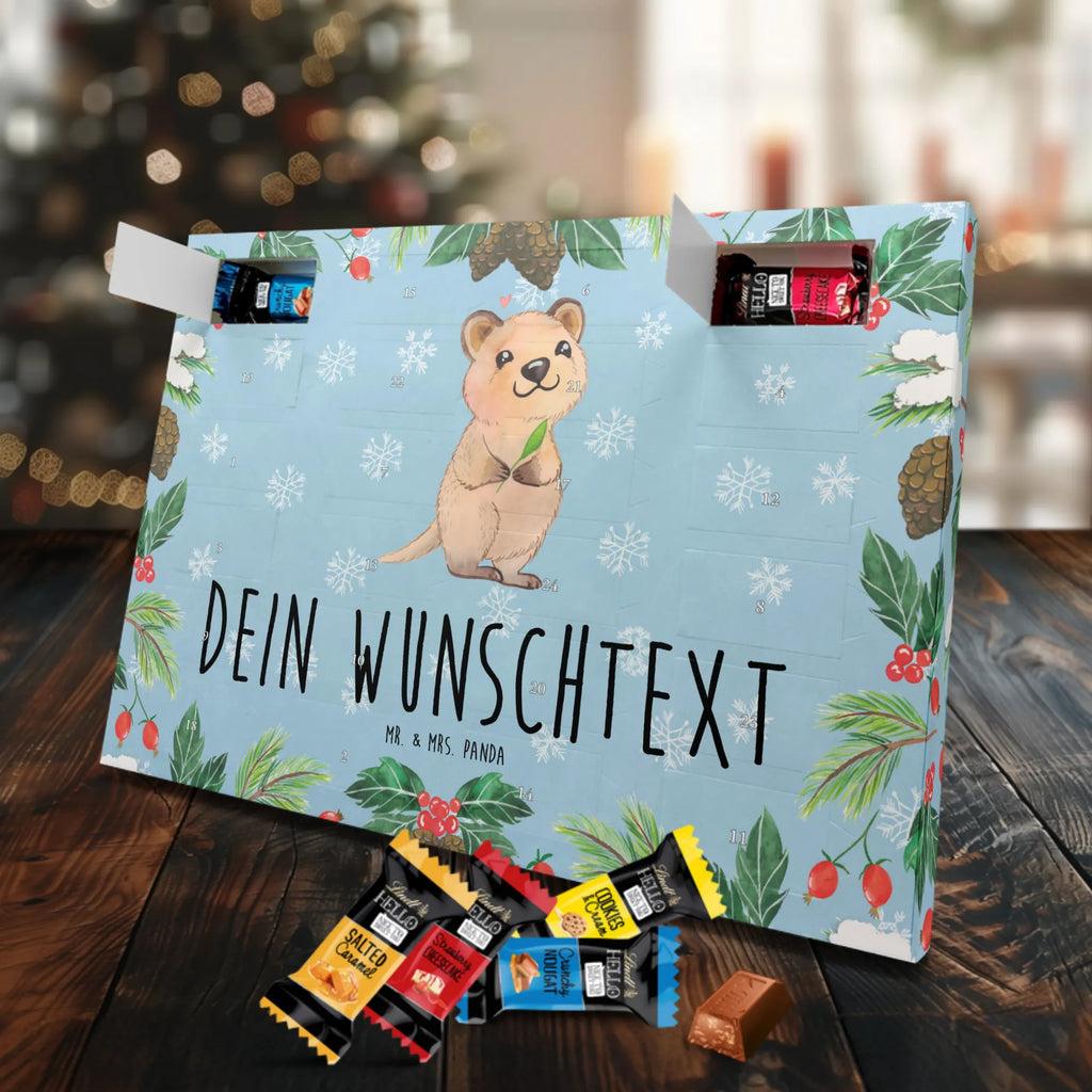 Personalisierter Markenschokolade Adventskalender Quokka Happy Personalisierter Adventskalender, Tiermotive, Gute Laune, lustige Sprüche, Tiere, Quokka, Verschieben, Aufschieberitis, Lustiger Spruch, Niedliches Tier, Dinge erledigen