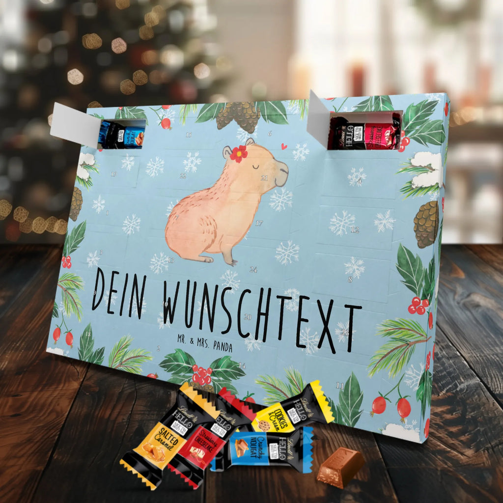 Personalisierter Markenschokolade Adventskalender Capybara Blume Personalisierter Adventskalender, Tiermotive, Gute Laune, lustige Sprüche, Tiere, Capybara