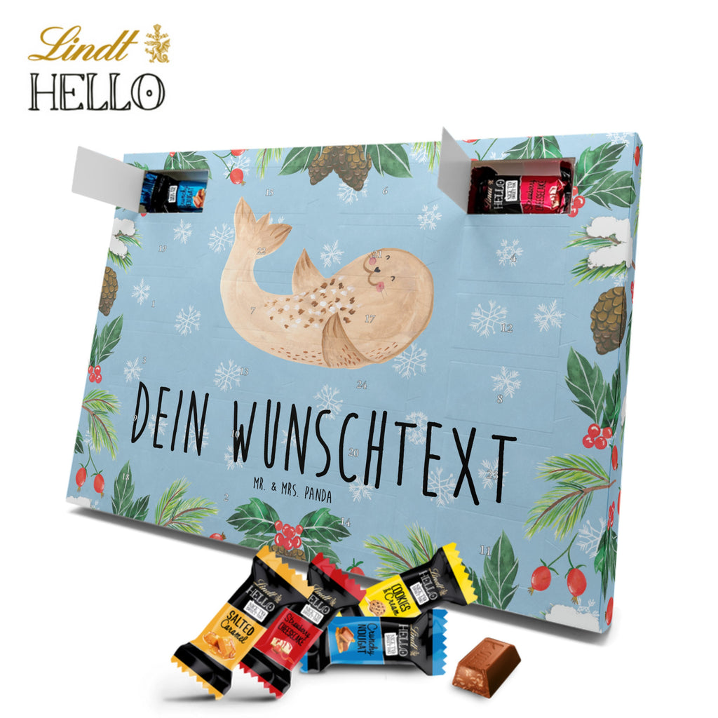 Personalisierter Markenschokolade Adventskalender Robbe Liegen Personalisierter Adventskalender, Tiermotive, Gute Laune, lustige Sprüche, Tiere, Robbe, Robben, Seehund, Strand, Meerestier, Ostsee, Nordsee, Lachen, Freude