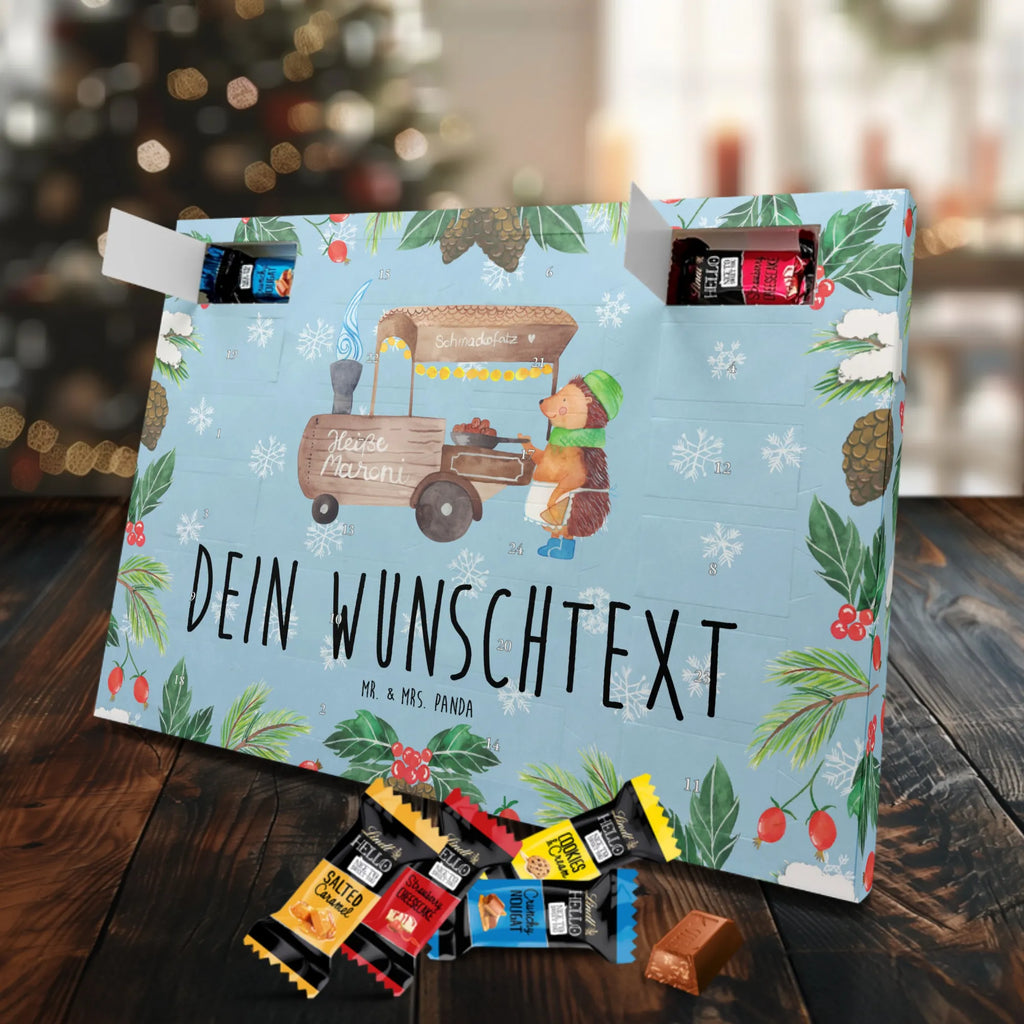 Personalisierter Markenschokolade Adventskalender Igel Maronen Personalisierter Adventskalender, Winter, Weihnachten, Weihnachtsdeko, Nikolaus, Advent, Heiligabend, Wintermotiv, Maronen, Weihnachtsmarkt, Kastanien, Duft