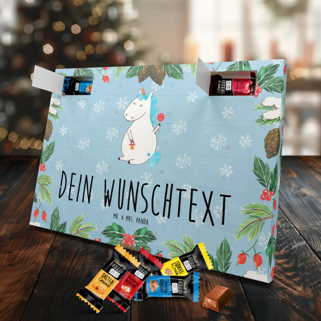 Personalisierter Markenschokolade Adventskalender Einhorn Baby Personalisierter Adventskalender, Einhorn, Einhörner, Einhorn Deko, Pegasus, Unicorn, Mutter, Geburt, Geburtstag, erstes Kind, Baby, Babyglück, Nachwuchs, Eltern, Party, Kind, Schnuller