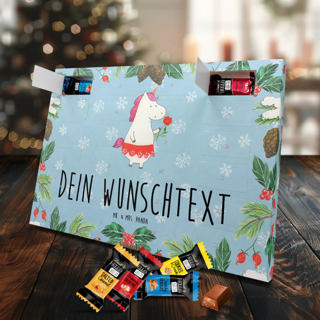 Personalisierter Markenschokolade Adventskalender Einhorn Dame Personalisierter Adventskalender, Einhorn, Einhörner, Einhorn Deko, Pegasus, Unicorn, Dame, Lady, feine Dame, Freundin, Frau, Bachelor, Bachelorette, Abfuhr, Schluss machen, Trennung