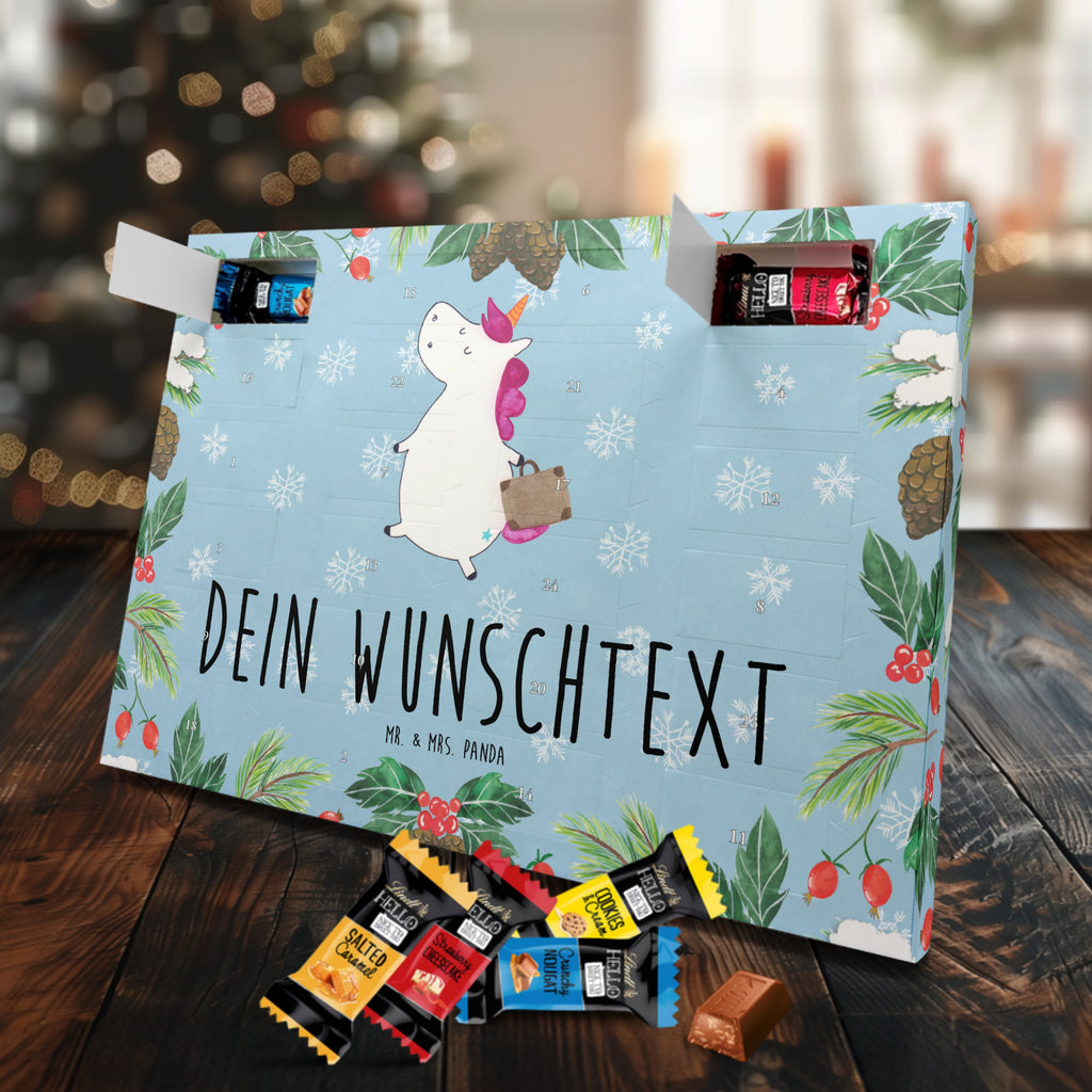 Personalisierter Markenschokolade Adventskalender Einhorn Koffer Personalisierter Adventskalender, Einhorn, Einhörner, Einhorn Deko, Pegasus, Unicorn, unicorn, Koffer, Verreisen, Reise, Gepäck, Abenteuer, Erwachsen, Kind, albern, Spaß, lustig, witzig