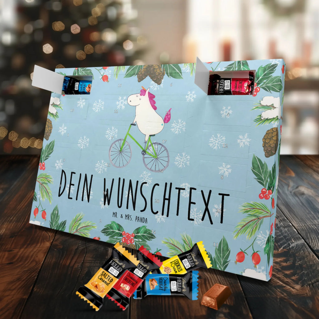 Personalisierter Markenschokolade Adventskalender Einhorn Radfahrer Personalisierter Adventskalender, Einhorn, Einhörner, Einhorn Deko, Pegasus, Unicorn, Radfahren, Radfahrer, Rad, Bike, Feenstaub, Konfetti, Luxusproblem, Kummer, Liebeskummer