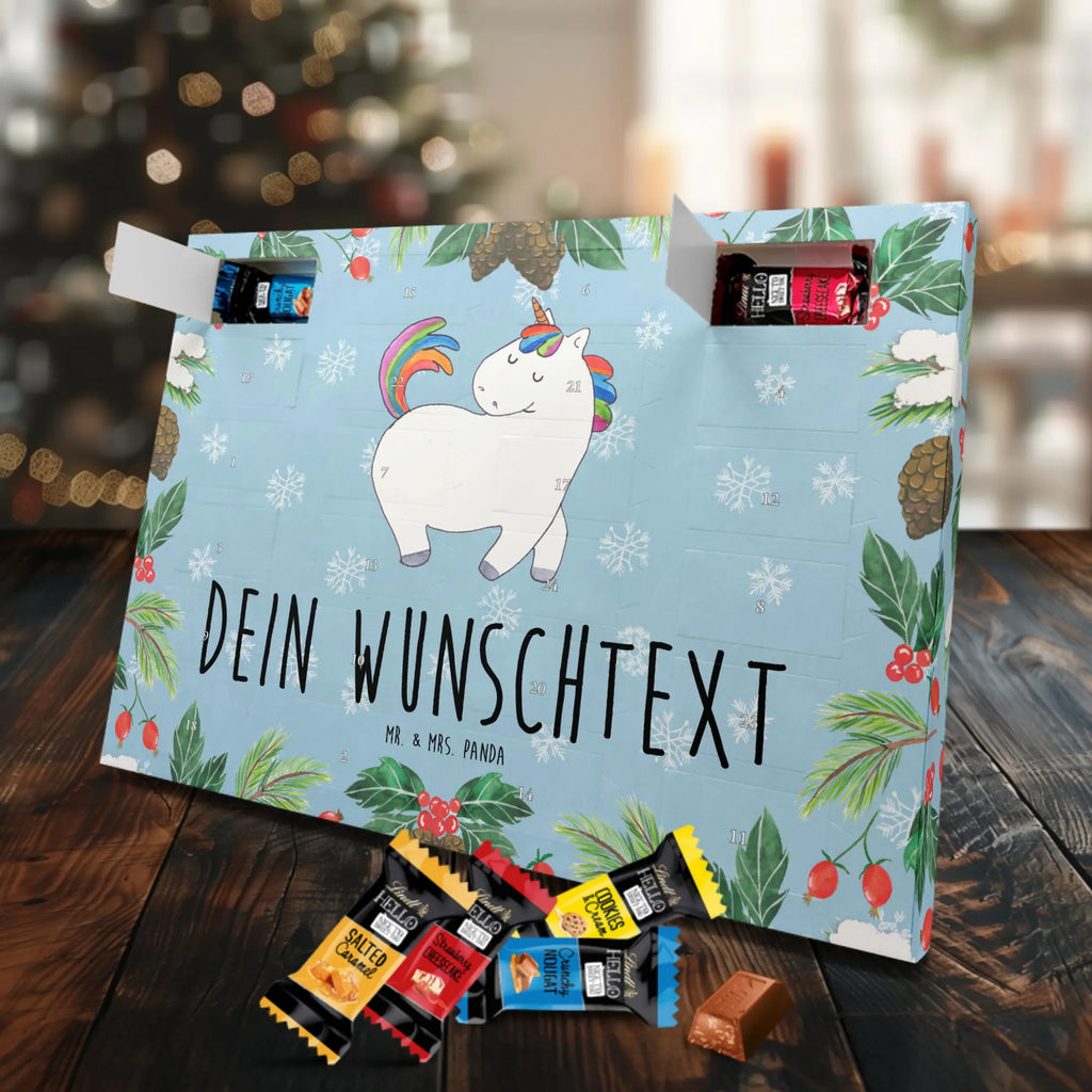 Personalisierter Markenschokolade Adventskalender Einhorn Stolzieren Personalisierter Adventskalender, Einhorn, Einhörner, Einhorn Deko, Pegasus, Unicorn, stolz, anders, bunt, Pferd, Reiter, Reiten, Freundin, Geschenk