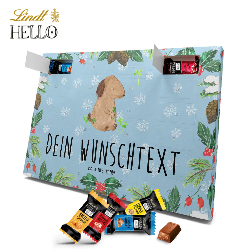 Personalisierter Markenschokolade Adventskalender Hund Kleeblatt Personalisierter Adventskalender, Hund, Hundemotiv, Haustier, Hunderasse, Tierliebhaber, Hundebesitzer, Sprüche, Kleeblatt, Glück, Tagträume, Motivation, Neuanfang, Geschenk, Glücksbringer, Selbstliebe, Achtsamkeit