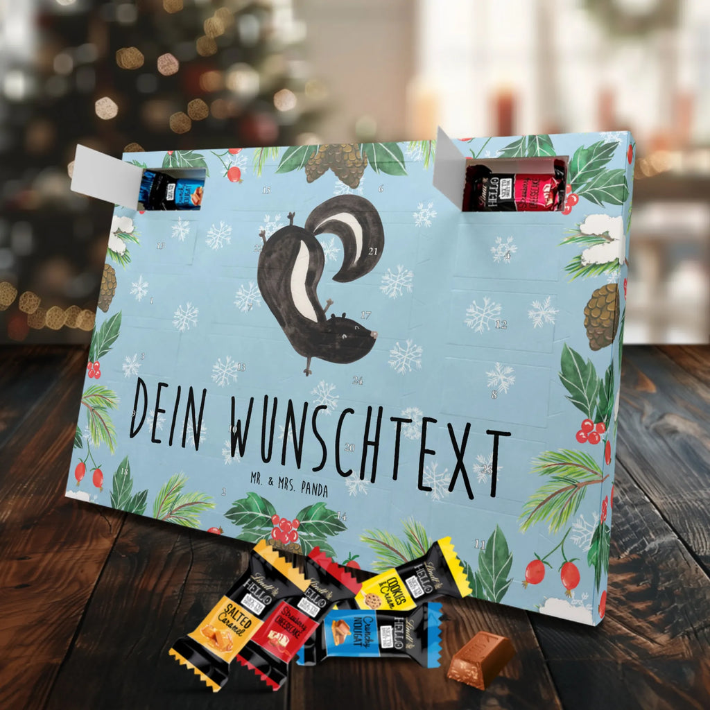 Personalisierter Markenschokolade Adventskalender Stinktier Handstand Personalisierter Adventskalender, Stinktier, Skunk, Wildtier, Raubtier, Stinker, Stinki, Spielplatz, verpielt, Kind