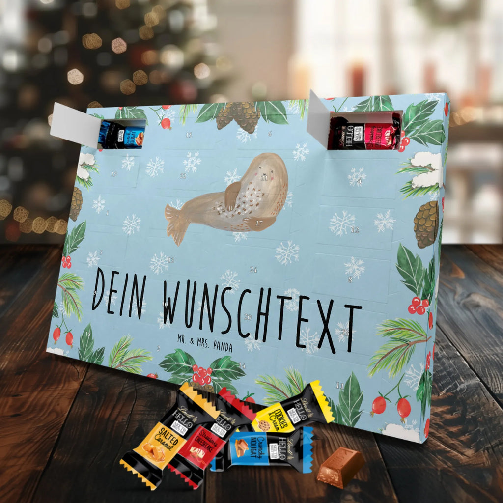 Personalisierter Markenschokolade Adventskalender Robbe Lachen Personalisierter Adventskalender, Tiermotive, Gute Laune, lustige Sprüche, Tiere, Robbe, Robben, Seehund, Strand, Meerestier, Ostsee, Nordsee