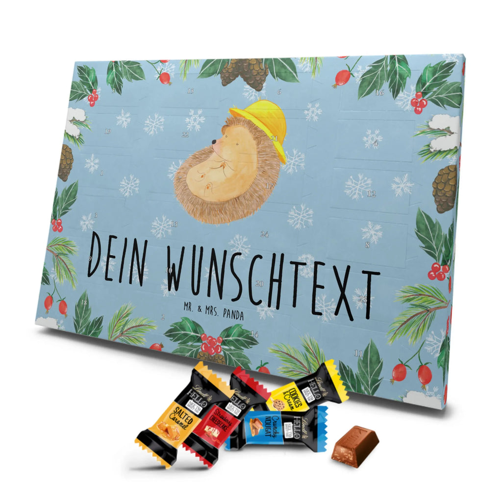 Personalisierter Markenschokolade Adventskalender Igel Beten Personalisierter Adventskalender, Tiermotive, Gute Laune, lustige Sprüche, Tiere, Igel, Igel mit Hut, Sonnenhut, Gott, Amen, beten, Leben, Dankbarkeit, Dankbar sein, dankbar, genießen