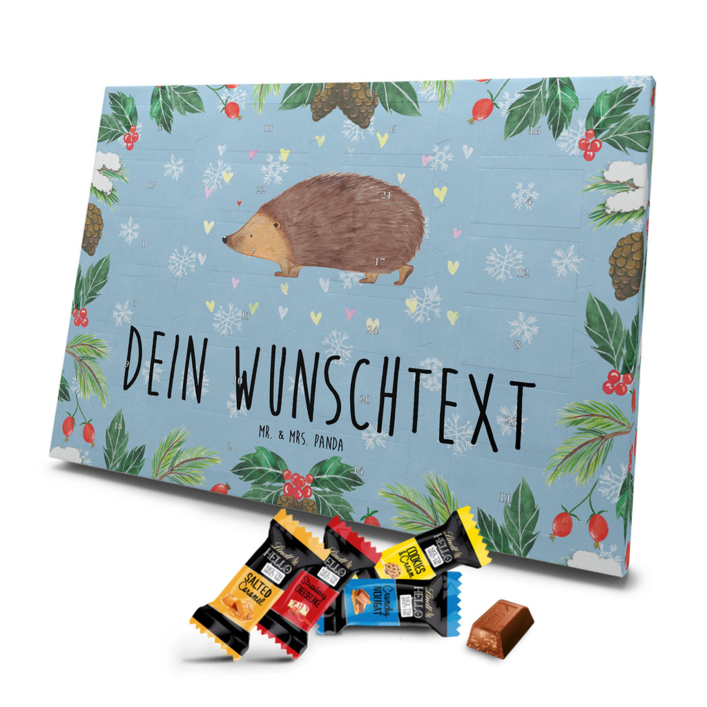 Personalisierter Markenschokolade Adventskalender Igel Herzen Personalisierter Adventskalender, Tiermotive, Gute Laune, lustige Sprüche, Tiere, Liebe, Herz, Herzen, Igel, Vertrauen, Kuss, Leben