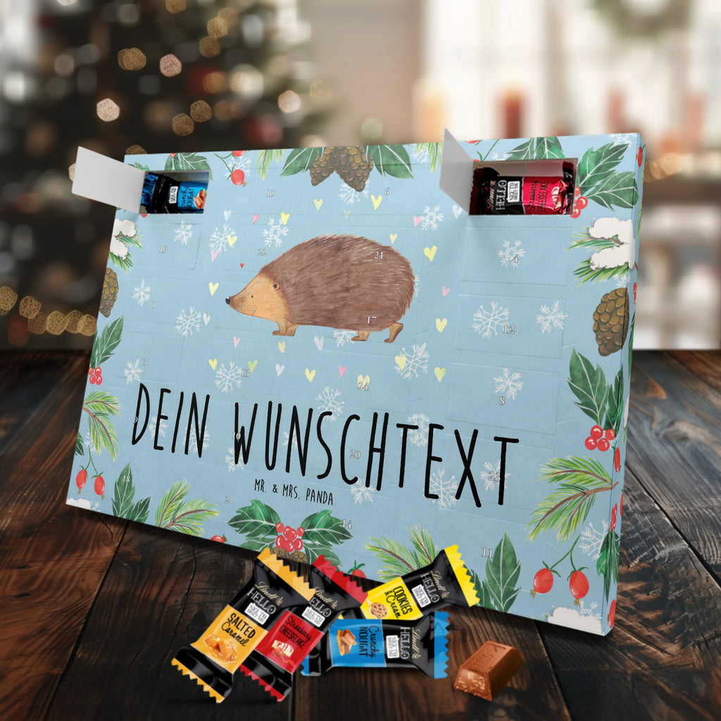 Personalisierter Markenschokolade Adventskalender Igel Herzen Personalisierter Adventskalender, Tiermotive, Gute Laune, lustige Sprüche, Tiere, Liebe, Herz, Herzen, Igel, Vertrauen, Kuss, Leben