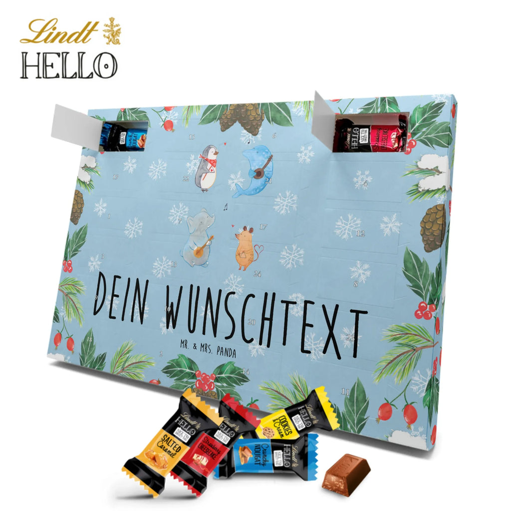 Personalisierter Markenschokolade Adventskalender Big Band Personalisierter Adventskalender, Tiermotive, Gute Laune, lustige Sprüche, Tiere, Hund, Pinguin, Maus, Elefant, Delfin, Gitarre, Band, Triangel, Musikanten, Musik