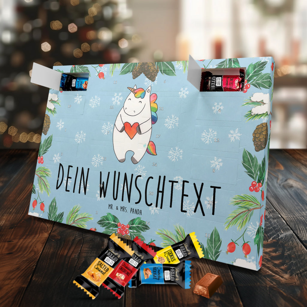 Personalisierter Markenschokolade Adventskalender Einhorn Herz Personalisierter Adventskalender, Einhorn, Einhörner, Einhorn Deko, Pegasus, Unicorn, Herz, schlimm, böse, witzig, lustig, Freundin, anders, bunt