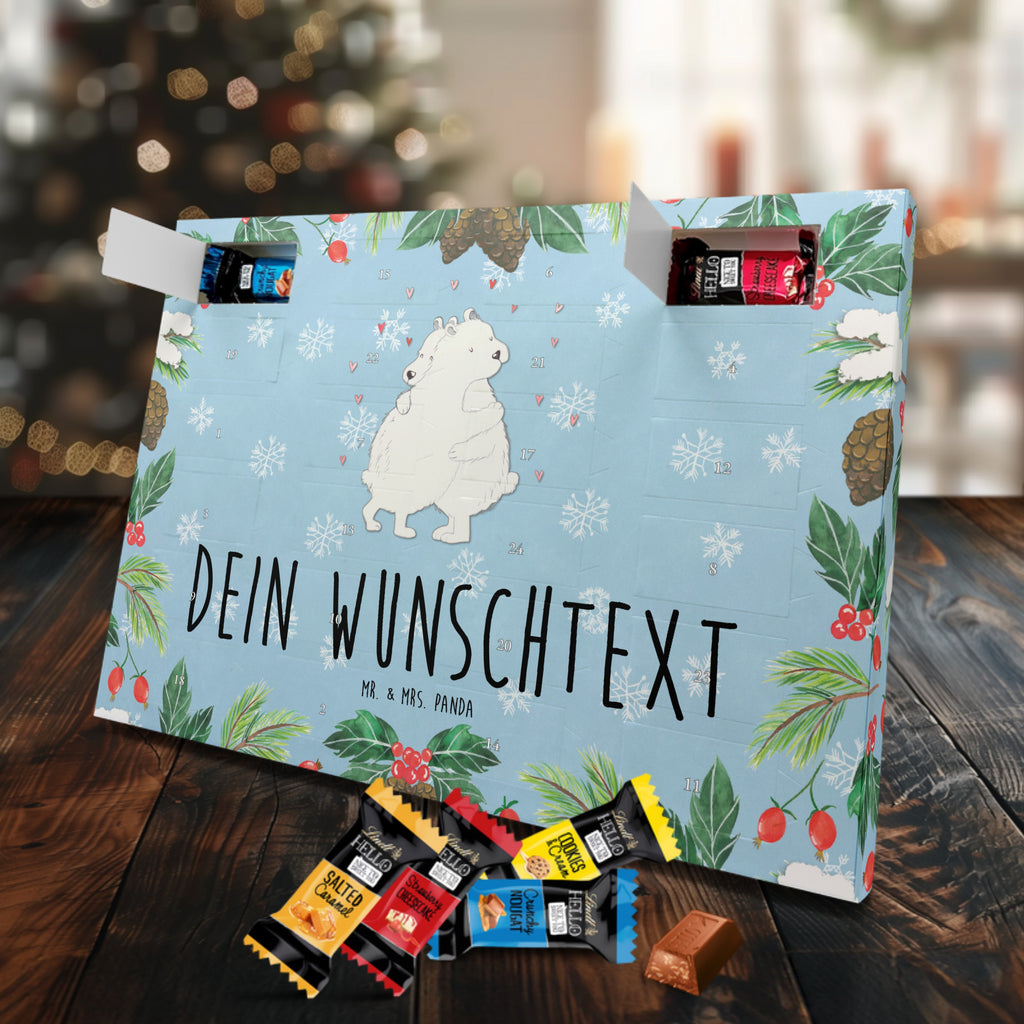 Personalisierter Markenschokolade Adventskalender Eisbär Umarmen Personalisierter Adventskalender, Tiermotive, Gute Laune, lustige Sprüche, Tiere