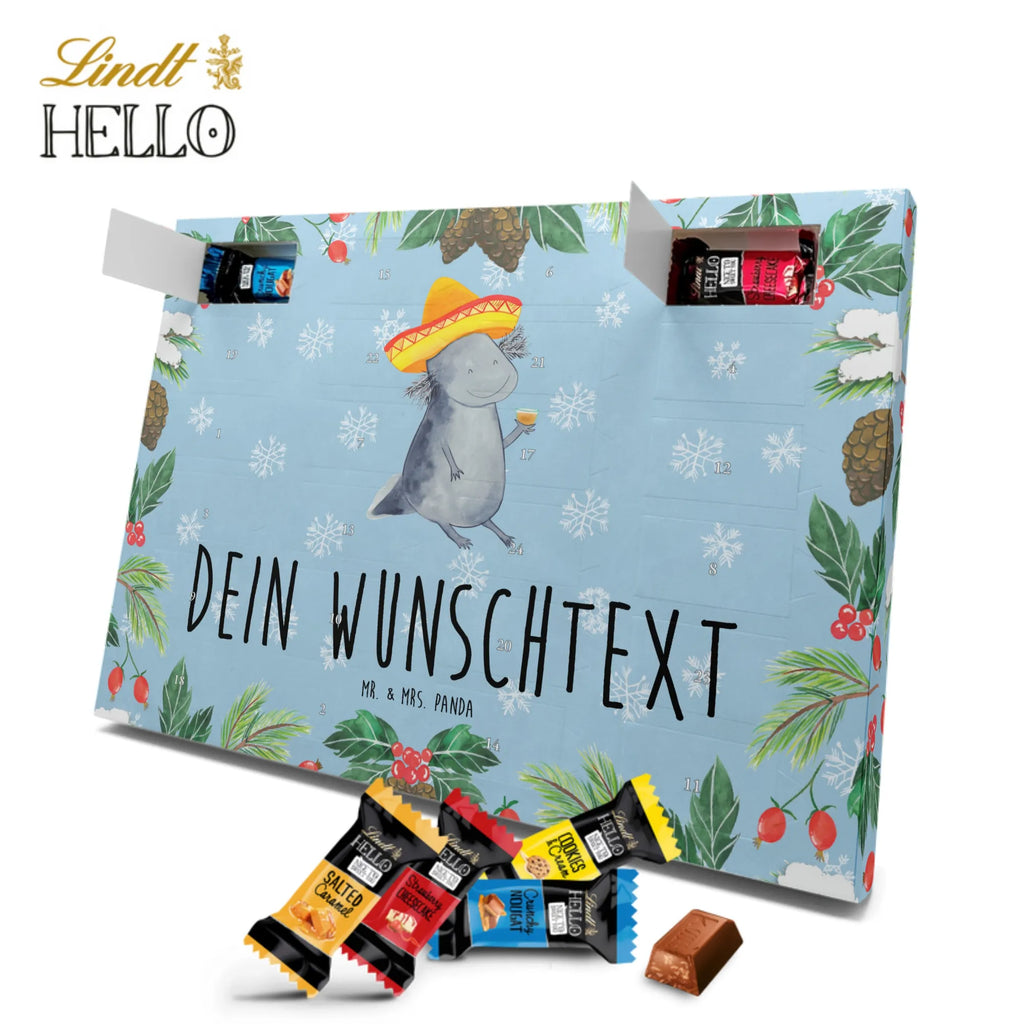 Personalisierter Markenschokolade Adventskalender Axolotl Tequila Personalisierter Adventskalender, Axolotl, Molch, Mexico, Mexiko, Sombrero, Zitrone, Tequila, Motivation, Spruch, Schwanzlurch, Lurch, Lurche, Axolot, Feuerdrache, Feuersalamander