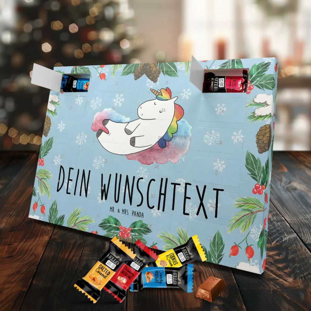 Personalisierter Markenschokolade Adventskalender Einhorn Wolke 7 Personalisierter Adventskalender, Einhorn, Einhörner, Einhorn Deko, Pegasus, Unicorn, verliebt, Menschen, witzig, lustig, Geschenk, Glaube, Realität, Lächeln