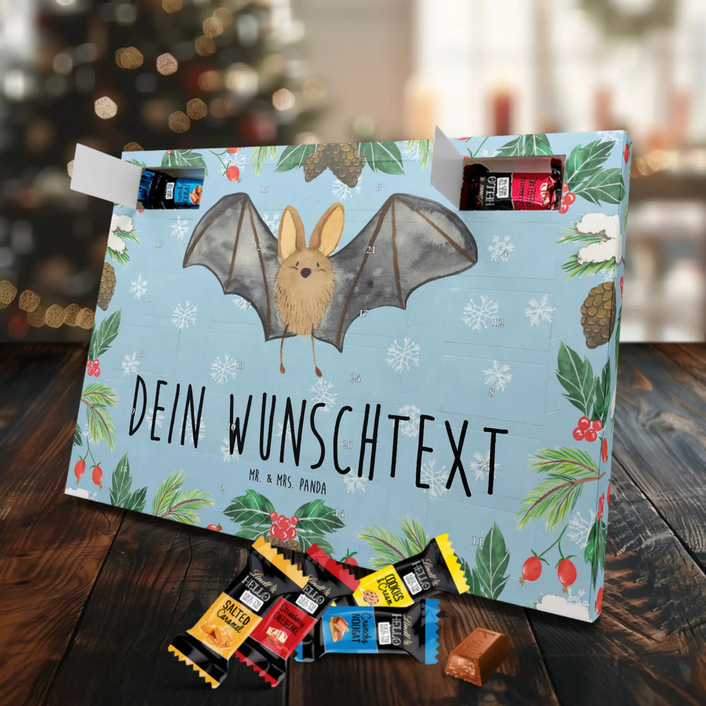 Personalisierter Markenschokolade Adventskalender Fledermaus Flügel Personalisierter Adventskalender, Tiermotive, Gute Laune, lustige Sprüche, Tiere