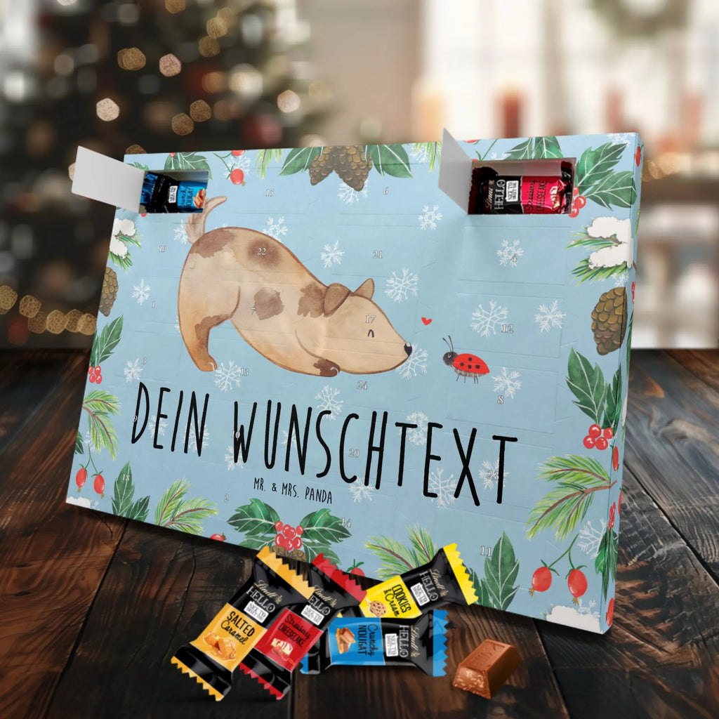 Personalisierter Markenschokolade Adventskalender Hund Marienkäfer Personalisierter Adventskalender, Hund, Hundemotiv, Haustier, Hunderasse, Tierliebhaber, Hundebesitzer, Sprüche, Hunde, Hundespruch, Marienkäfer, Mischling, Mischlinghund