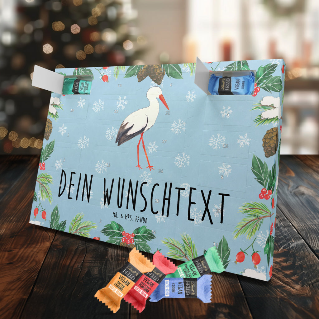 Personalisierter veganer Adventskalender Storch Personalisierter veganer Adventskalender, Tiermotive, Gute Laune, lustige Sprüche, Tiere, Storch, Störche, Schwangerschaft, Geburt, Mutter, Mütter, Mutter werden, Schwanger, Babybauch, Baby