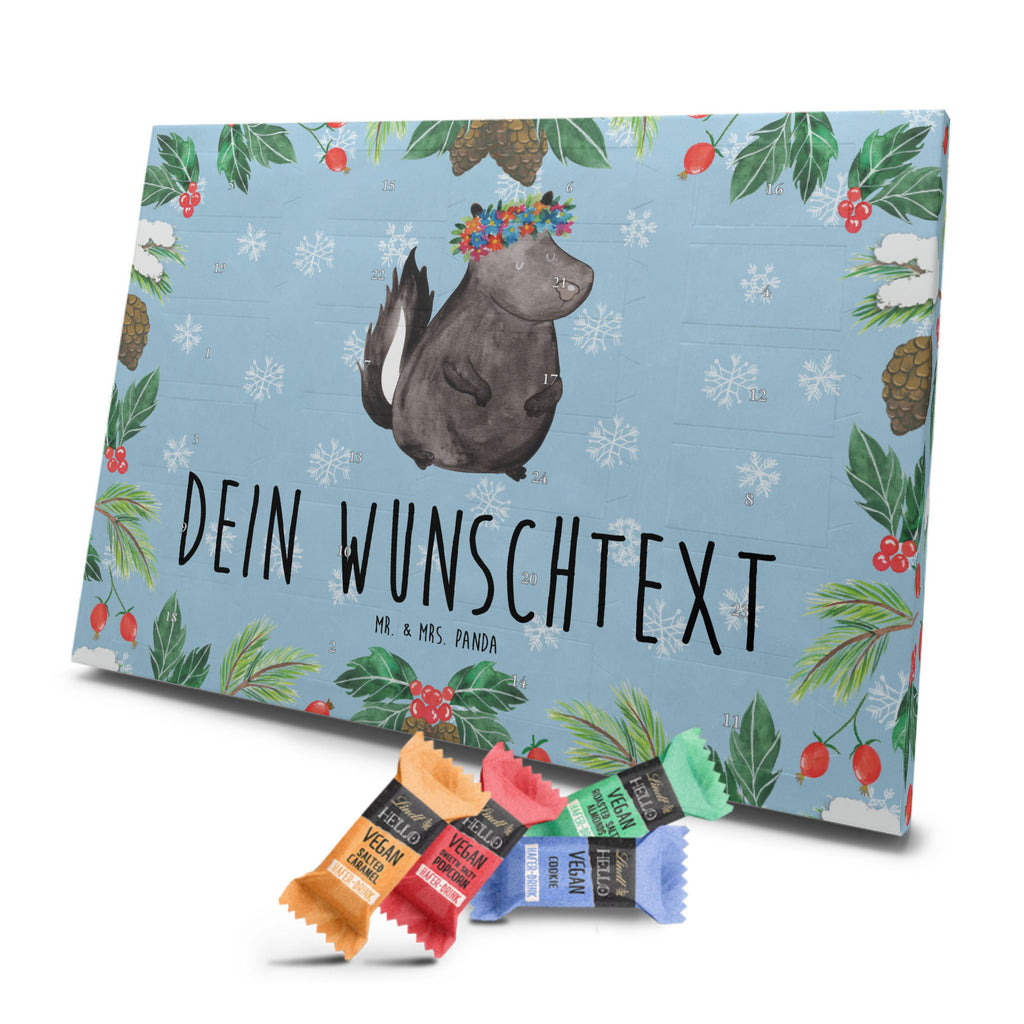 Personalisierter veganer Adventskalender Stinktier Mädchen Personalisierter veganer Adventskalender, Stinktier, Skunk, Wildtier, Raubtier, Stinker, Stinki, Yoga, Namaste, Lebe, Liebe, Lache