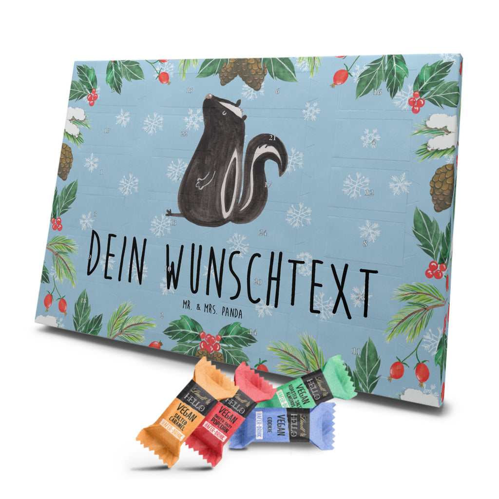 Personalisierter veganer Adventskalender Stinktier Sitzen Personalisierter veganer Adventskalender, Stinktier, Skunk, Wildtier, Raubtier, Stinker, Stinki, Spruch, Büro, Recht, Besserwisser