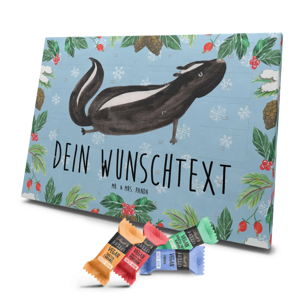 Personalisierter veganer Adventskalender Stinktier Yoga Personalisierter veganer Adventskalender, Stinktier, Skunk, Wildtier, Raubtier, Stinker, Stinki, Yoga, Namaste, Lebe, Liebe, Lache