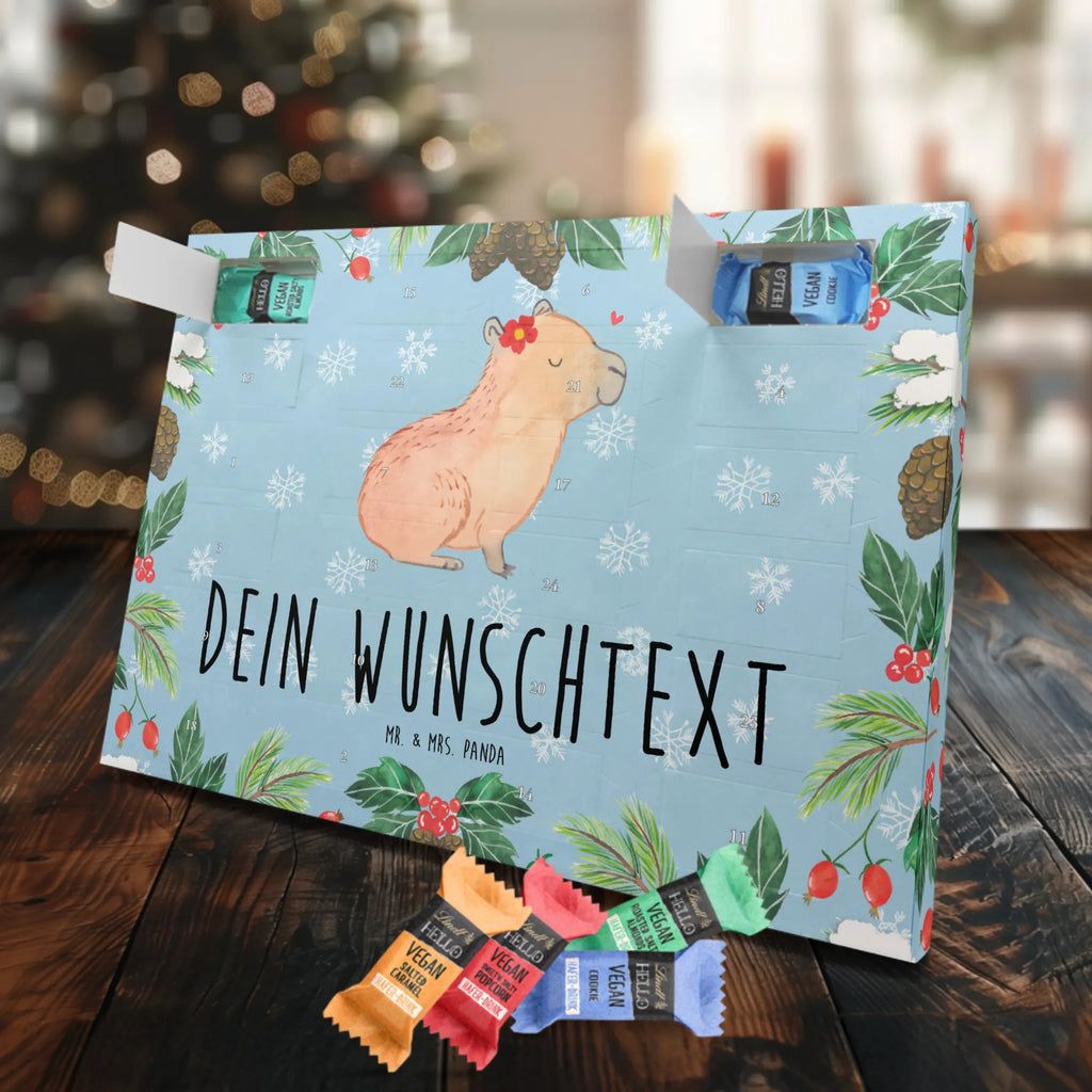 Personalisierter veganer Adventskalender Capybara Blume Personalisierter veganer Adventskalender, Tiermotive, Gute Laune, lustige Sprüche, Tiere, Capybara