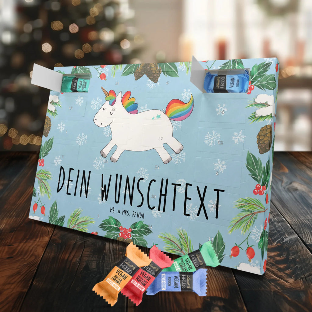 Personalisierter veganer Adventskalender Einhorn Happy Personalisierter veganer Adventskalender, Einhorn, Einhörner, Einhorn Deko, Pegasus, Unicorn, glücklich, fröhlich, Spaß, Freude, Lebensfreude, witzig, spannend, Lächeln, Lachen