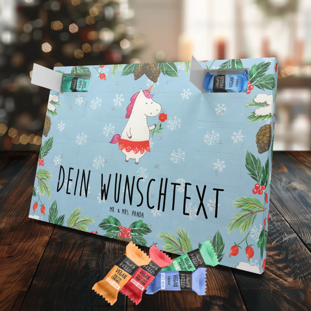 Personalisierter veganer Adventskalender Einhorn Dame Personalisierter veganer Adventskalender, Einhorn, Einhörner, Einhorn Deko, Pegasus, Unicorn, Dame, Lady, feine Dame, Freundin, Frau, Bachelor, Bachelorette, Abfuhr, Schluss machen, Trennung