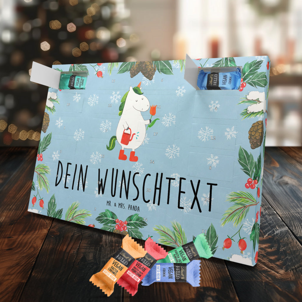 Personalisierter veganer Adventskalender Einhorn Gärtner Personalisierter veganer Adventskalender, Einhorn, Einhörner, Einhorn Deko, Pegasus, Unicorn, Luftballon, Gießkanne, Giesskanne, Lebenslust, Freude, Blume, Freundin, Garten, Stiefel