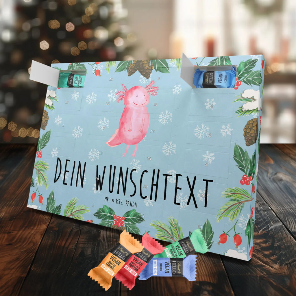 Personalisierter veganer Adventskalender Axolotl Glücklich Personalisierter veganer Adventskalender, Axolotl, Molch, Axolot, Schwanzlurch, Lurch, Lurche, Motivation, gute Laune