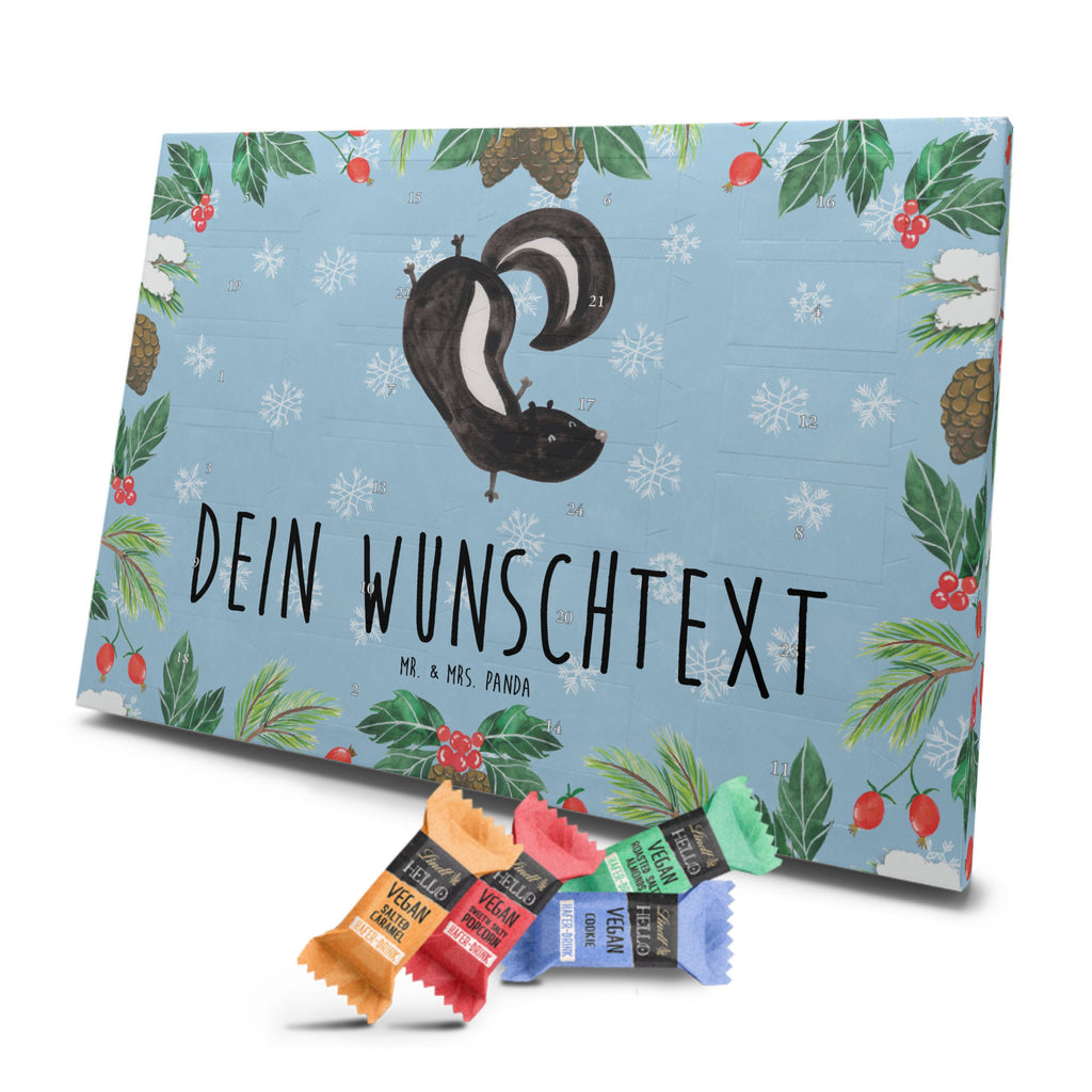 Personalisierter veganer Adventskalender Stinktier Handstand Personalisierter veganer Adventskalender, Stinktier, Skunk, Wildtier, Raubtier, Stinker, Stinki, Spielplatz, verpielt, Kind