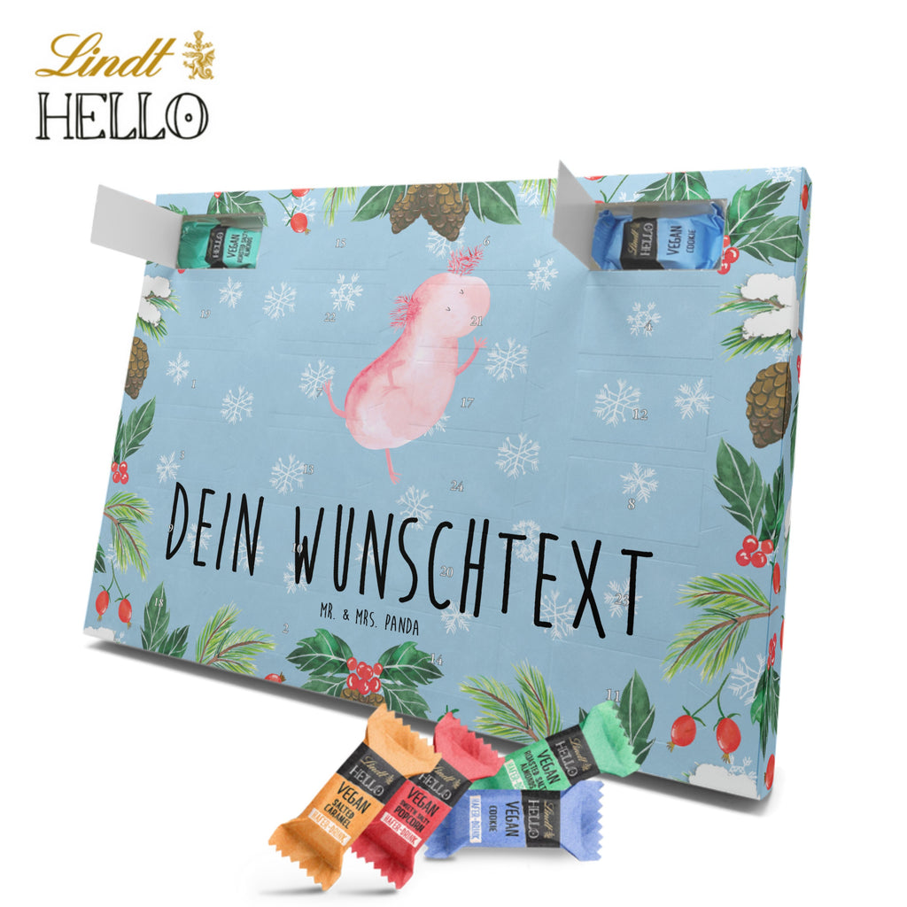 Personalisierter veganer Adventskalender Axolotl Tanzen Personalisierter veganer Adventskalender, Axolotl, Molch, Axolot, Schwanzlurch, Lurch, Lurche, Dachschaden, Sterne, verrückt, Freundin, beste Freundin