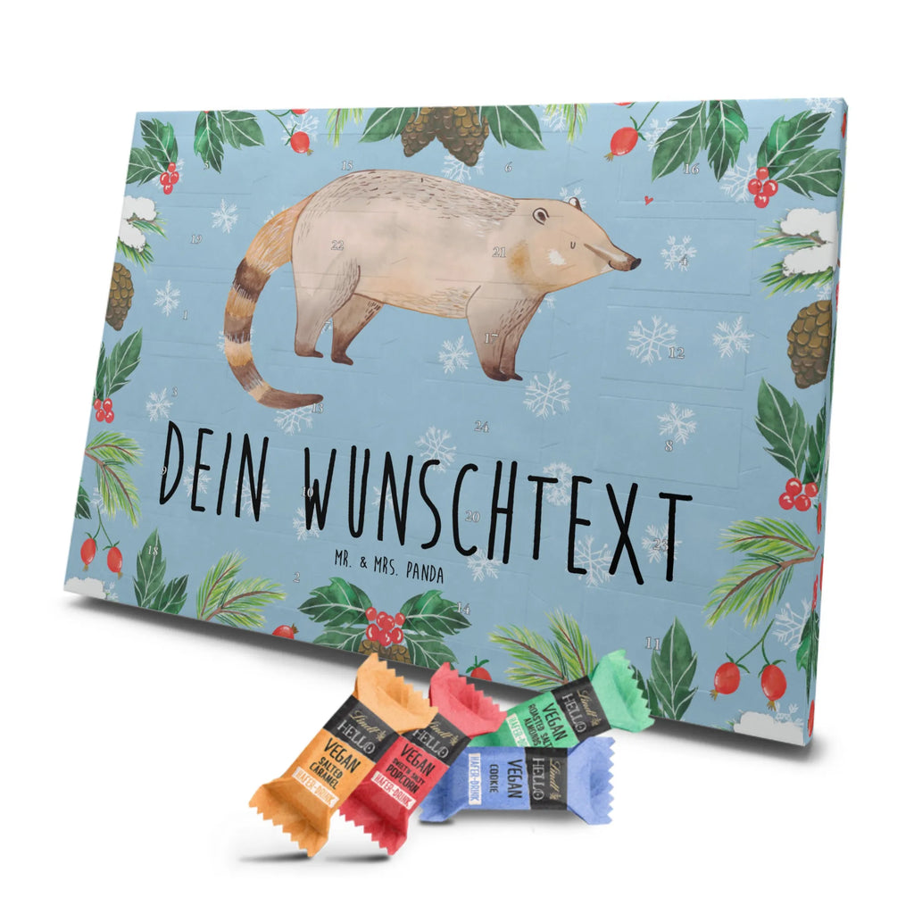 Personalisierter veganer Adventskalender Nasenbär Personalisierter veganer Adventskalender, Tiermotive, Gute Laune, lustige Sprüche, Tiere, Nasenbär, Nasenbären, Rüsselbär, Bär