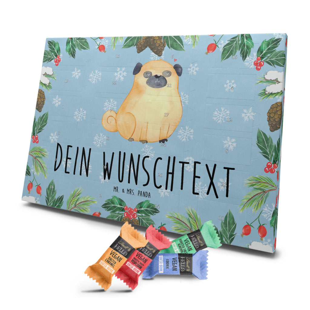 Personalisierter veganer Adventskalender Mops Personalisierter veganer Adventskalender, Hund, Hundemotiv, Haustier, Hunderasse, Tierliebhaber, Hundebesitzer, Sprüche, Mops, Liebe, Hundeliebe